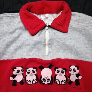 Vintage Panda Bear Stripe 1/4 Zip Sweatshirt
